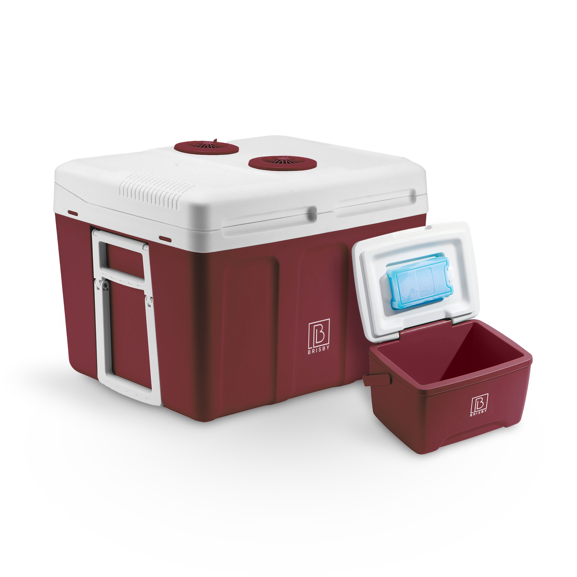 Elektrische koelbox 40L rood SET - Incl. 8L passieve koelbox - incl. divider en koelelementen - AC/DC 12V, 220/230V