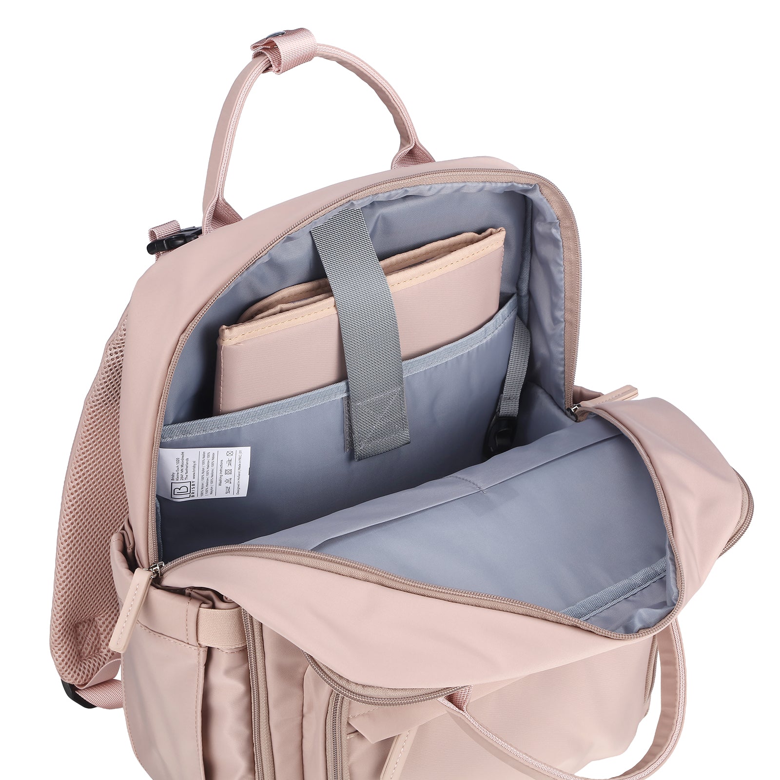 Brisby slijtvaste Luiertas – verzorgingstas – met buggymontage - Muted Rose