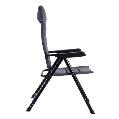 4-delige luxe campingstoelen set - 7 standen - 120 kg draagvermogen - lichtgewicht - grijs