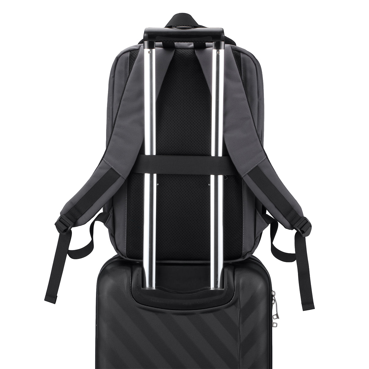 Brisby Rugzak Pro 1 – Laptoprugzak tot 15,7 inch voor Werk, School en Reizen – Waterafstotend – Met Tabletvak, Antidiefstalvak en Trolleysleeve - Grijs