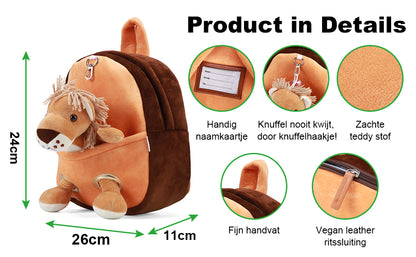 Brisby Premium Luiertas - Rood - Kinderrugzak - 1.5L kinderlunchtas Leeuw