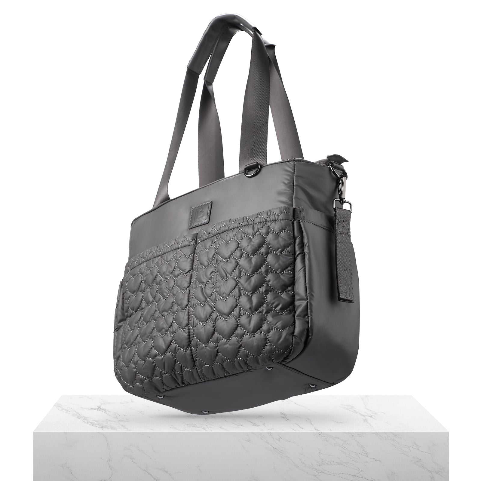 Florence diaper bag 17L grey - shoulder bag, changing bag - hard-wearing - incl. cool bag, changing mat and pram hooks - nylon