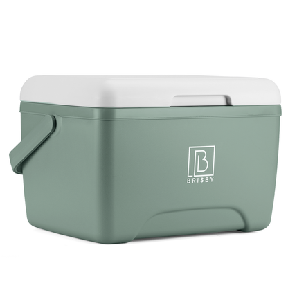 Brisby Koelbox - Frigobox - 8L - Groen - Tot maximaal 40 uur isolatie - Incl. 2 dikke koelelementen van 450ml - Met koelelementen vergrendeld in deksel en Brisby 500ml Zwarte Dubbelwandige Thermosfles