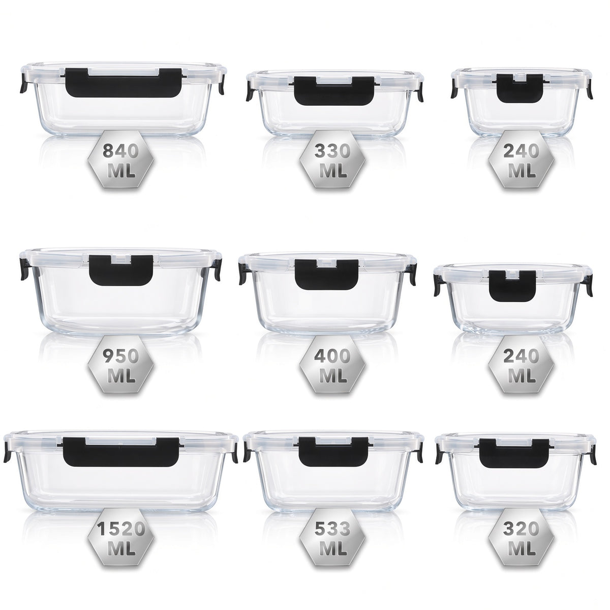 Bardi 12-Delige Glazen Vershoudbakjes – Meal Prep Bakjes Glas met Deksel – BPA & PFAS Vrij – Luchtdicht – Incl. 40 Bardi Prep & Store Labels + 10 Wonderspons – 6,79L