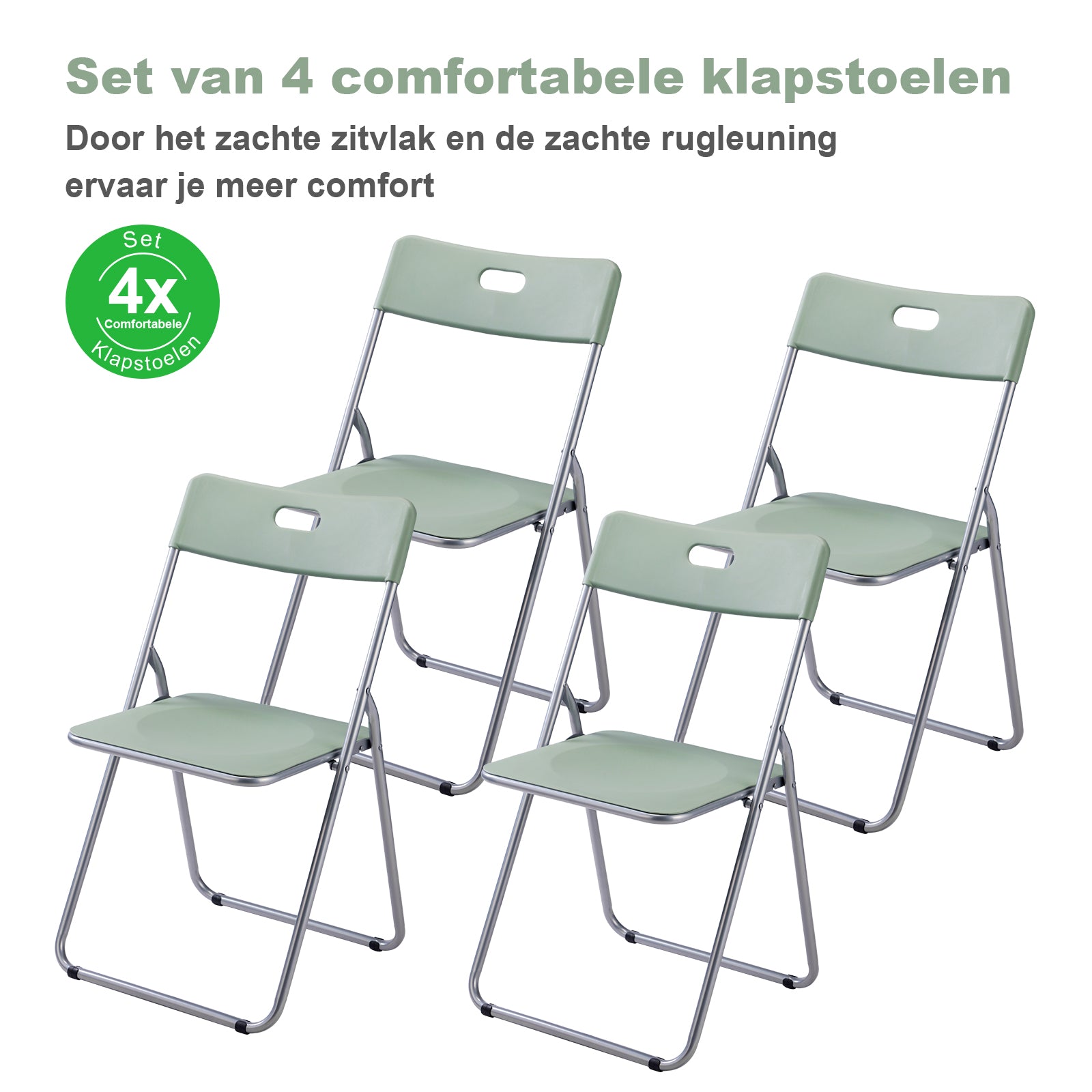 Bardi 4 Delige Klapstoelenset – Vouwstoelenset Stevige Kwaliteit, Weersbestending, 100KG Belastbaar. 44 x 45 x 79 cm. – GROEN