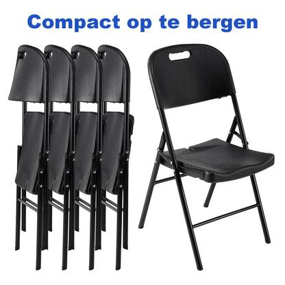 Bardi 8-delige Klapstoelen set zwaar zwart - 200 kg draagvermogen