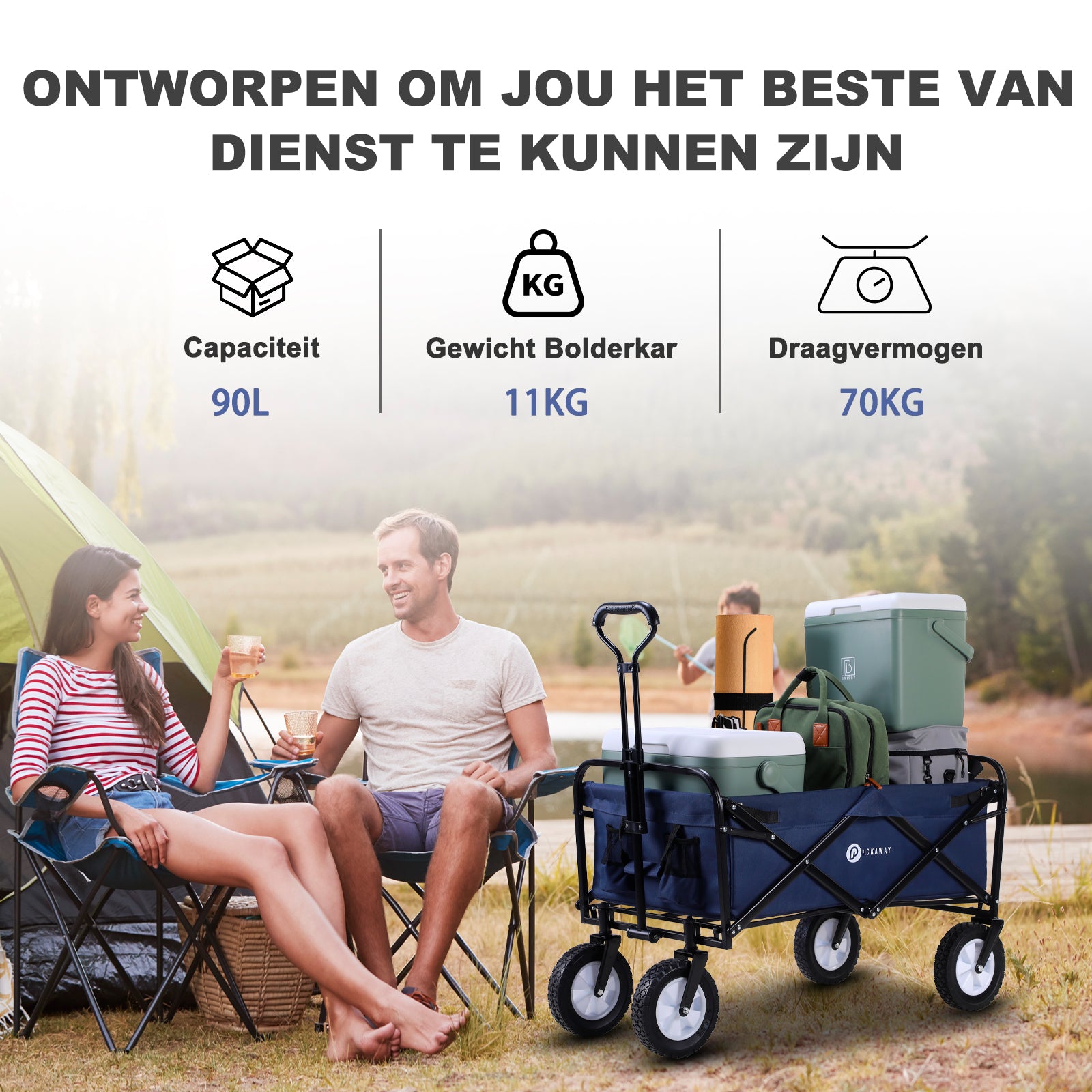 Packaway Bolderkar 70kg donkerblauw - opvouwbaar - wasbaar