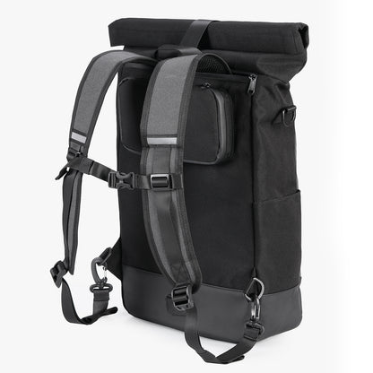 3 in 1 waterproof rolltop bicycle bag set 40-52L black-gray - 100% reflection - high visibility - bicycle bag - backpack - shoulder bag