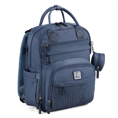 Brisby Premium Luiertas – Uitgebreide en Functionele Verzorgingstas – met buggymontage – Anti Diefstal Vakken - Reistrolley Sleeve - Inclusief verschoonmatje t.w.v.15,99 euro en speenhouder - Levenslange Garantie - Nordic Blue