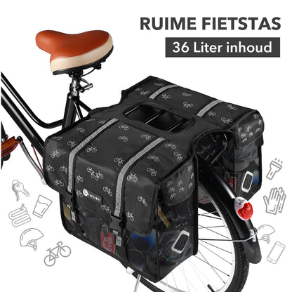 Dubbele fietstassen fietspatroon 36L - waterdichte fietstassen elektrische fiets - reflecterend