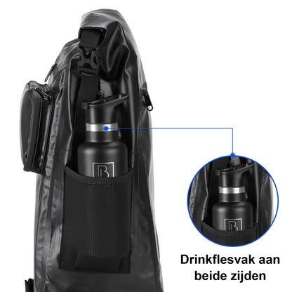 3 in 1 waterdichte rolltop fietstas set 40-52L zwart - hoge zichtbaarheid - fietstas - rugtas - schoudertas