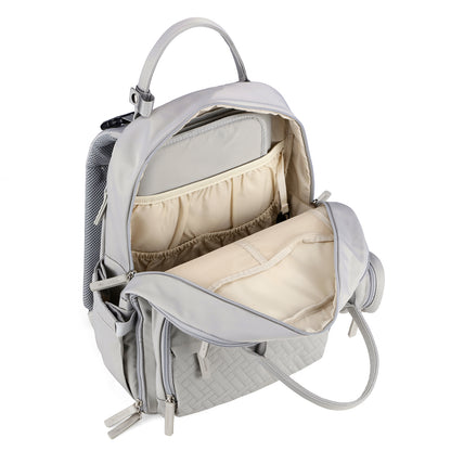 Brisby Premium Luiertas – Uitgebreide en Functionele Verzorgingstas – met buggymontage – Anti Diefstal Vakken - Reistrolley Sleeve - Inclusief verschoonmatje t.w.v.15,99 euro en speenhouder - Levenslange Garantie -Modern Grey