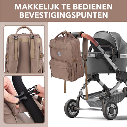 Brisby slijtvaste Luiertas – verzorgingstas – met buggymontage - Rose Gold