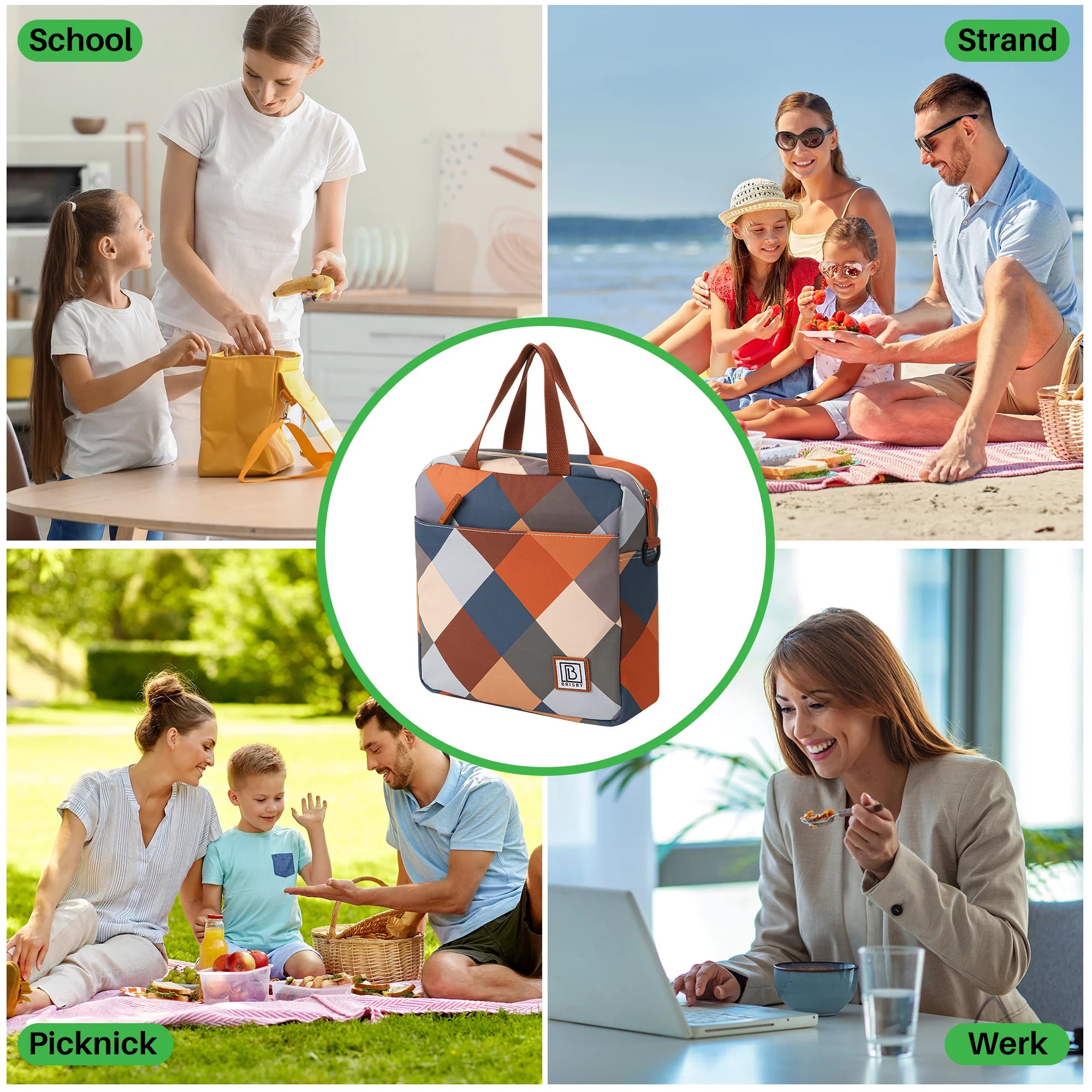 Cooler bag 7L block - Lunch bag - 4-layer insulated - 2 free cooling elements - incl. shoulder strap
