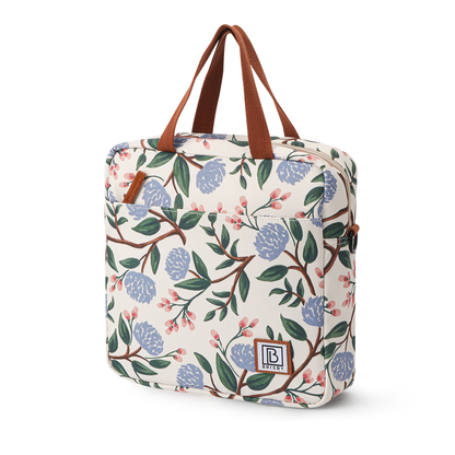 Koeltas 7L zwarte bloemen - Lunchtas - 4-laags geïsoleerd - 2 gratis koelelementen - incl. schouderband