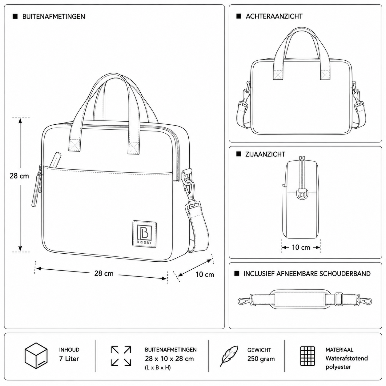 Brisby Koeltas Lunchtas 7L - Inclusief 2 Koelelementen & Schouderband - Blauw