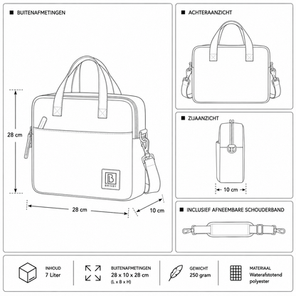 Brisby Koeltas Lunchtas 7L - Inclusief 2 Koelelementen & Schouderband - Blauw