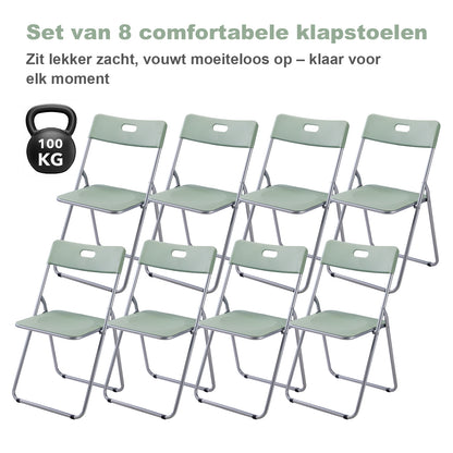 8-delige klapstoelenset stevige kwaliteit groen - weersbestending - 100 kg draagvermogen - 44 x 45 x 79 cm