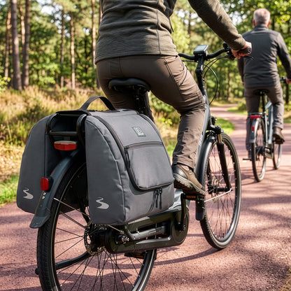 Brisby Dubbele Fietstas 28 Liter – Koeltas en Lunchtas – 4-laags Geïsoleerd – Voor Gewone en Elektrische Fiets – Waterafstotend met Waterdichte Ritsen – Urban Blue