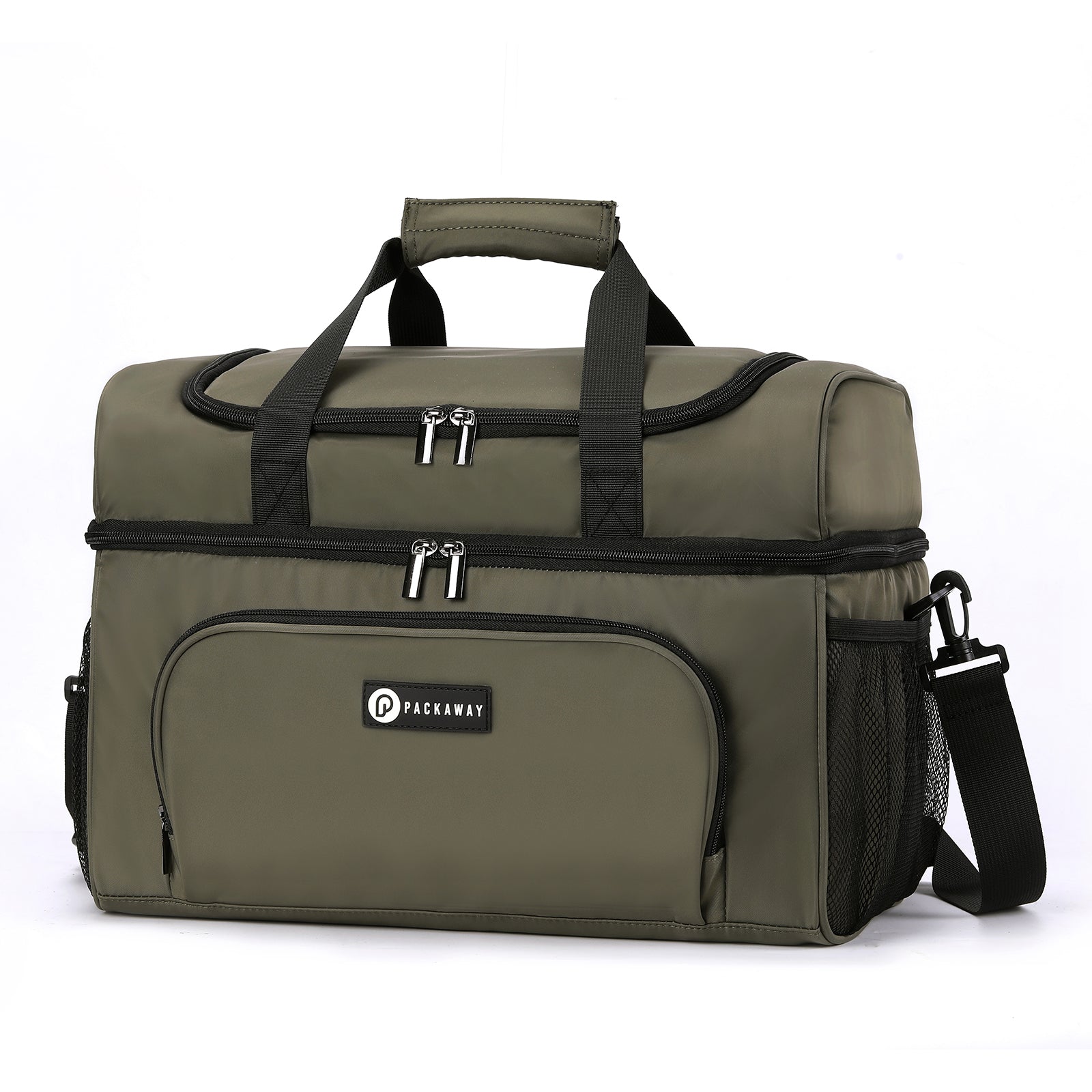 Packaway Koeltas 30L - Lunchtas - Inclusief 4 Koelelementen - Dubbel Compartiment - 4-Laags Geïsoleerd - Waterafstotend - Olive Green