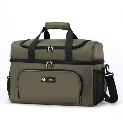 Packaway Koeltas 30L - Lunchtas - Inclusief 4 Koelelementen - Dubbel Compartiment - 4-Laags Geïsoleerd - Waterafstotend - Olive Green