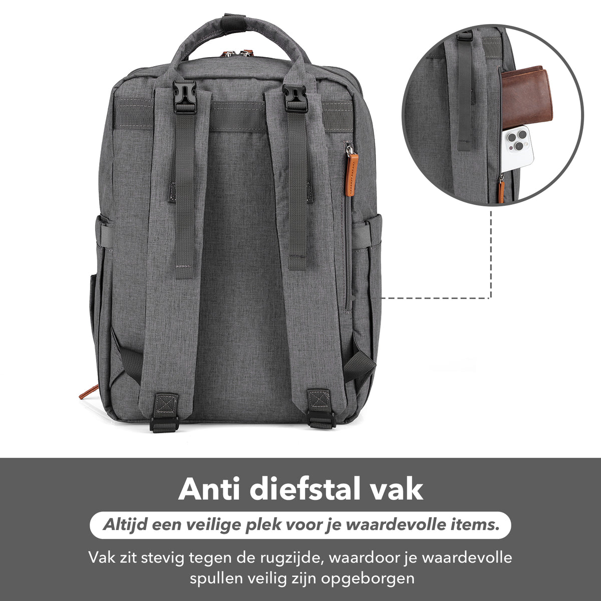 Brisby Luiertas Original - Donkergrijs  - Kinderrugzak - 1.5L kinderlunchtas Giraffe