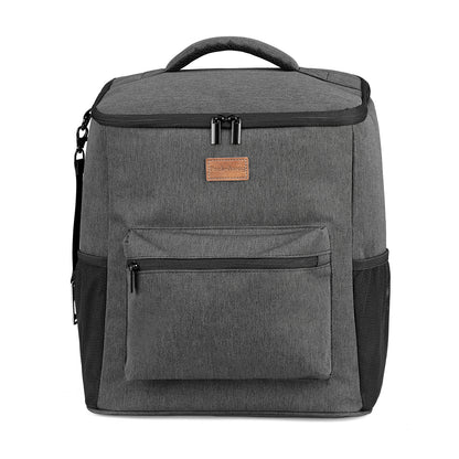 Koeltas rugzak 25L grijs - Waterafstotend - anti diefstal vak - 4 laags geïsoleerd - Incl. 2 gratis koelelementen en gratis flessenopener