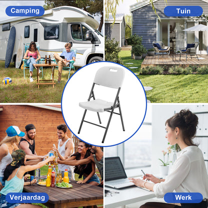 Bardi 8 Delige Klapstoelenset – Vouwstoelenset Zware Kwaliteit, Weersbestending 47 x 54 x 87 cm. – Wit