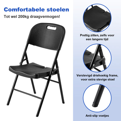 Bardi 8 Piece Folding Chair Set – Heavy Quality Folding Chair Set, Weather Resistant 47 x 54 x 87 cm. – Black