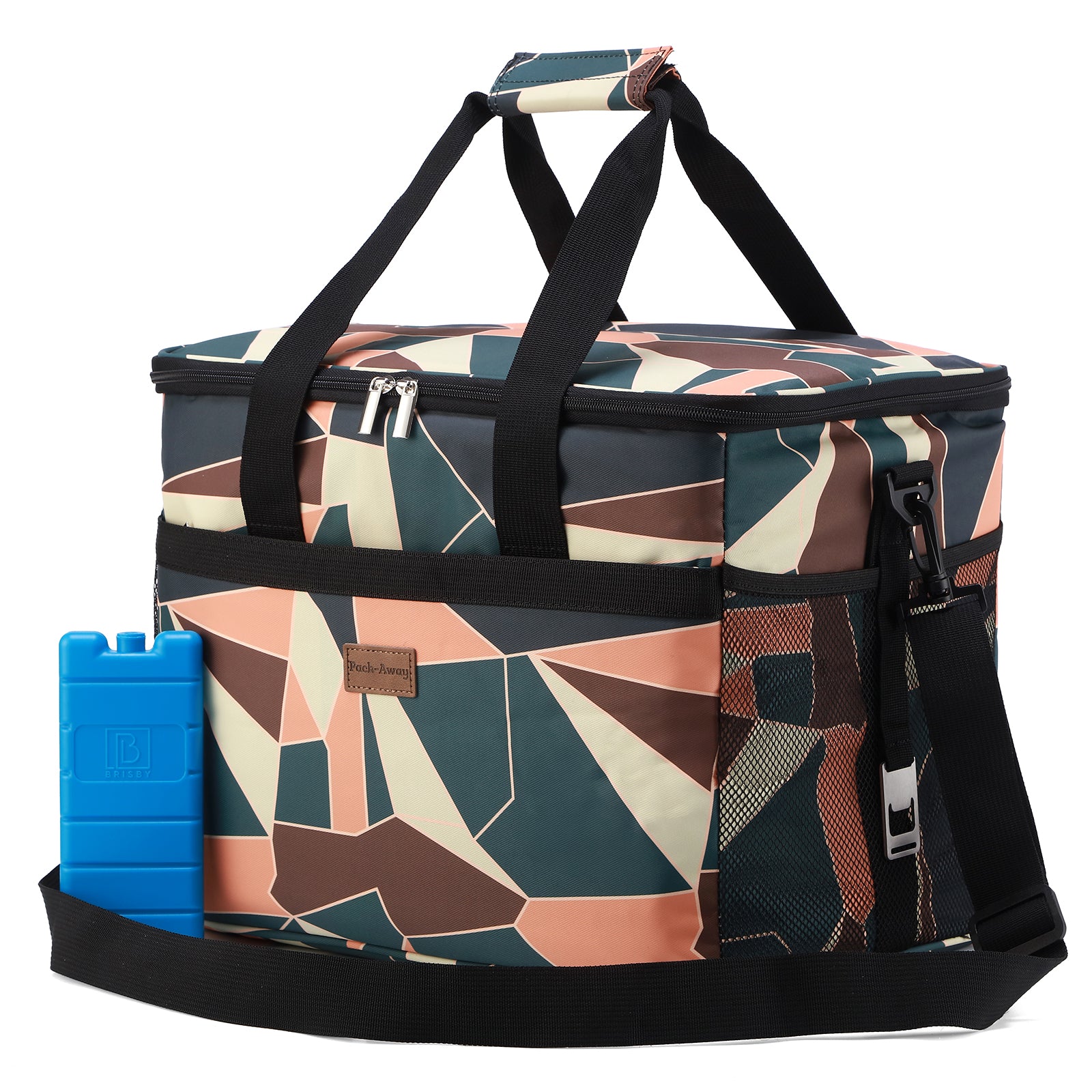 Koeltas 30L abstract - lunchtas - opvouwbaar - 4-laags geïsoleerd - incl. 4 gratis koelelementen en draagband