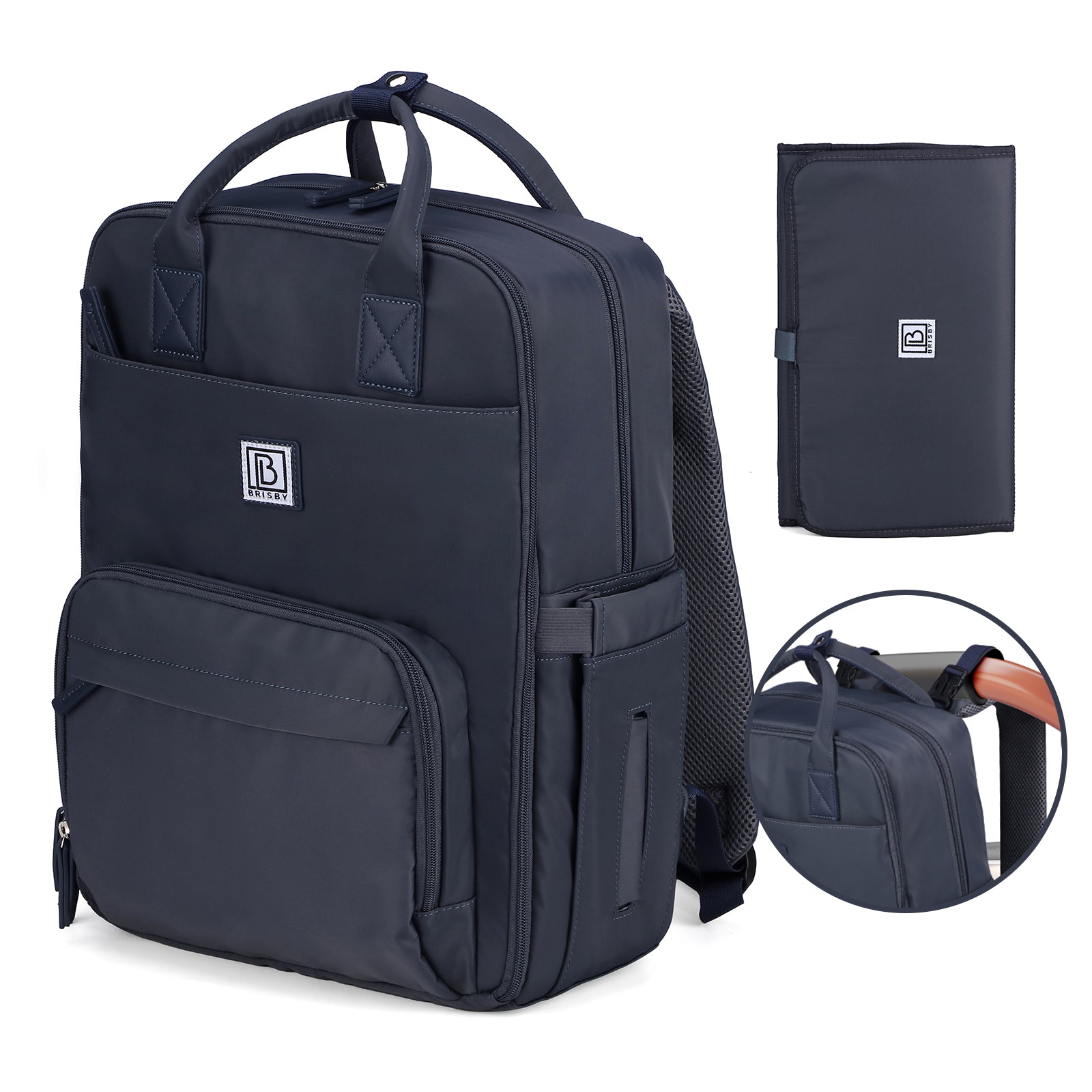 Brisby slijtvaste Luiertas – verzorgingstas – met buggymontage - Urban Blue