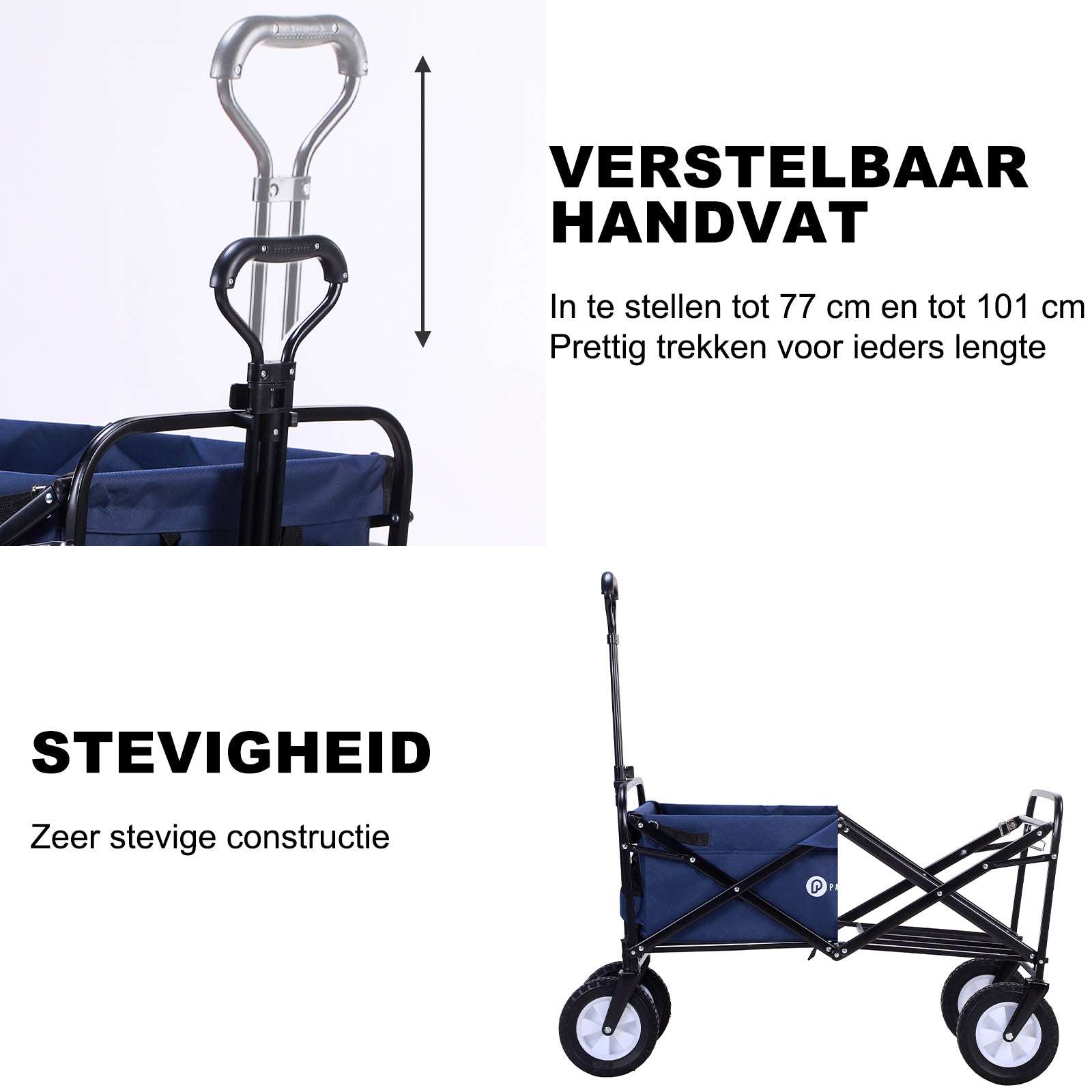 Bolderkar tot 70 kg donkerblauw - Wasbaar polyester - opvouwbaar - 98x53 cm