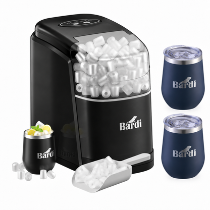 Bardi IJsblokjesmachine set 1,6L zwart - incl. 3 thermoscups blauw en ijsschep
