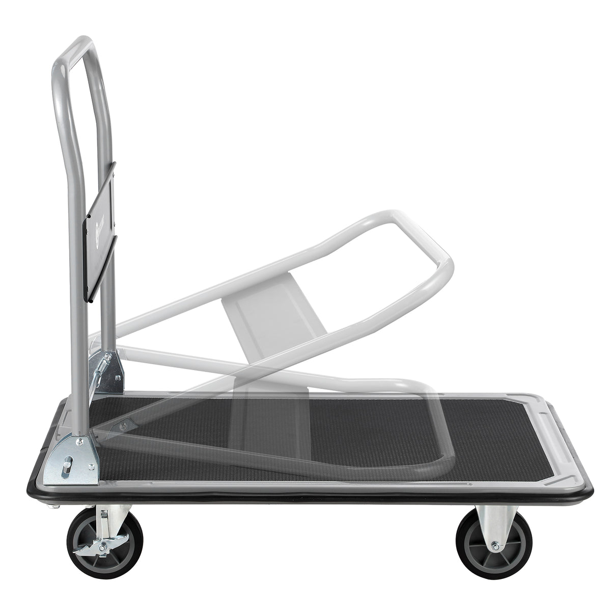 Packaway Opvouwbare Transportwagen 350 kg – Transportkar met Rem – 92 x 62 cm – Antislip Laadplatform – 4 Wielen – Inklapbare Duwbeugel