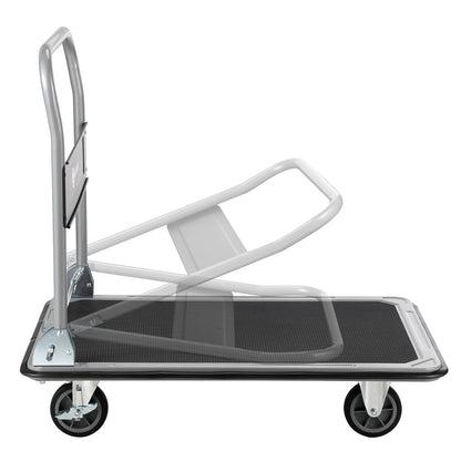 Packaway Opvouwbare Transportwagen 350 kg – Transportkar met Rem – 92 x 62 cm – Antislip Laadplatform – 4 Wielen – Inklapbare Duwbeugel