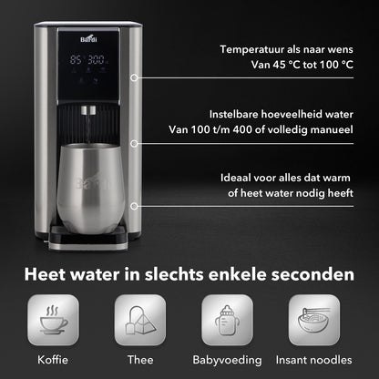 Bardi Heetwaterdispenser 2,6L - incl.thermoscup + onderzetter - instant-heating - 6 temperatuurstanden