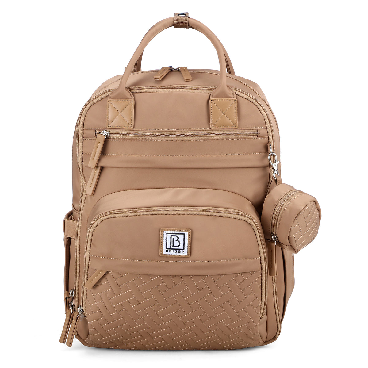 Brisby Premium Luiertas – Uitgebreide en Functionele Verzorgingstas – met buggymontage – Anti Diefstal Vakken - Reistrolley Sleeve - Inclusief verschoonmatje t.w.v.15,99 euro en speenhouder - Levenslange Garantie - True Terracotta