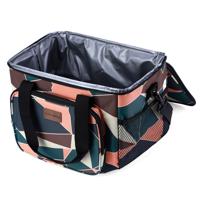 Koeltas 15L abstract kleur - lunchtas - 4-laags geïsoleerd - opvouwbaar - incl. 2 gratis koelelementen en draagband