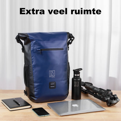 3 in 1 waterproof rolltop bicycle bag set 40-52L blue - reflective - high visibility - bicycle bag - backpack - shoulder bag
