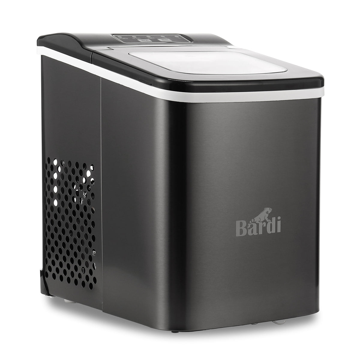Bardi 2.0L Deluxe IJsblokjesmachine – IJsblokmaker Inclusief Luxe Thermosbeker en IJsschep – 9 Blokjes in 8 Minuten – GUNMETAL RVS