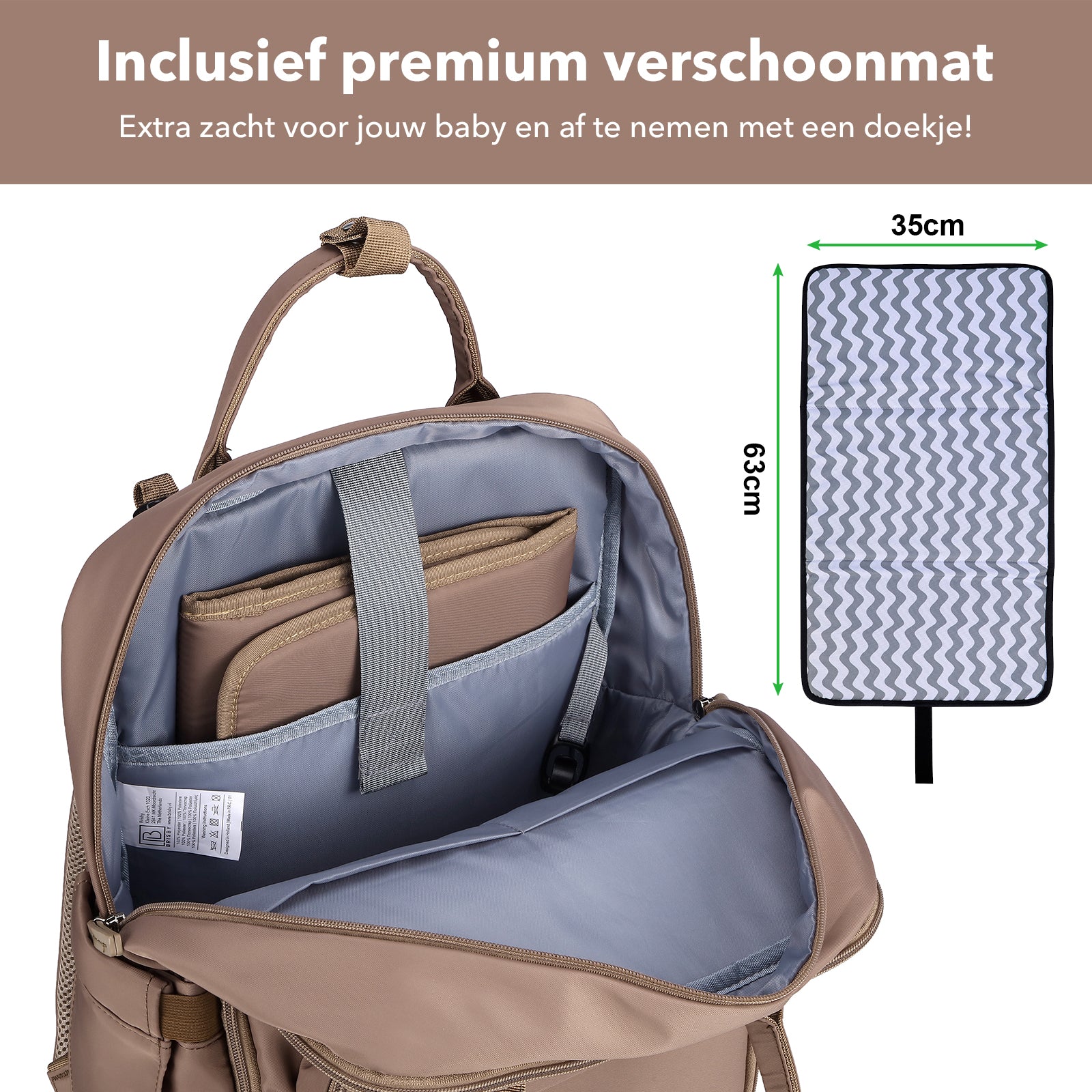Brisby slijtvaste Luiertas – verzorgingstas – met buggymontage - Rose Gold