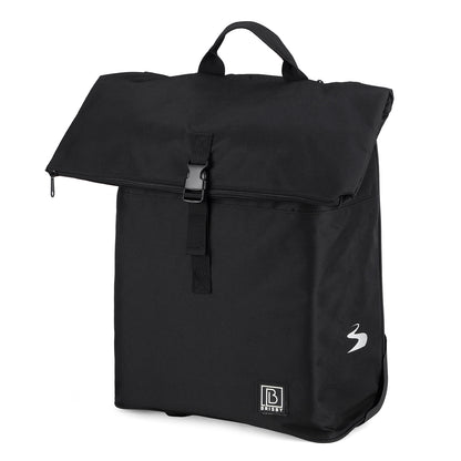 Fietstrolley Tas 2-in-1 Fietstas en Trolley Zwart 18-28L Laptopvak Verstelbare Hendel Bevestigingssysteem - Zwart