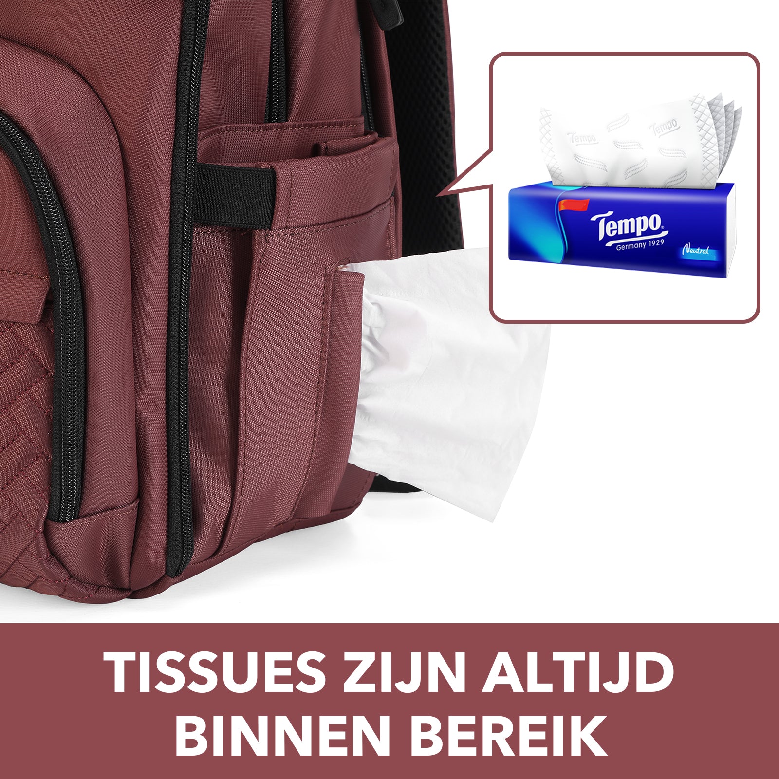 Premium luiertas rood - uitgebreide en functionele verzorgingstas - met buggymontage - anti diefstal vakken - reistrolley sleeve - incl. verschoonmatje en speenhouder - levenslange garantie