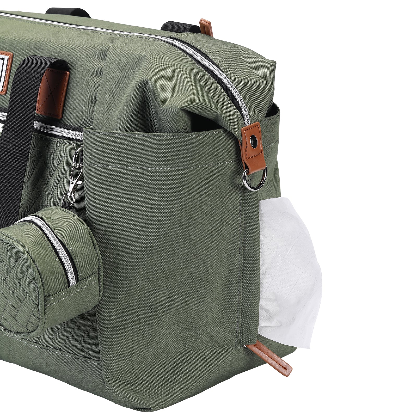 Brisby Luiertas duffel groen - incl. verschoonmat, isoleervakken en speenhouder