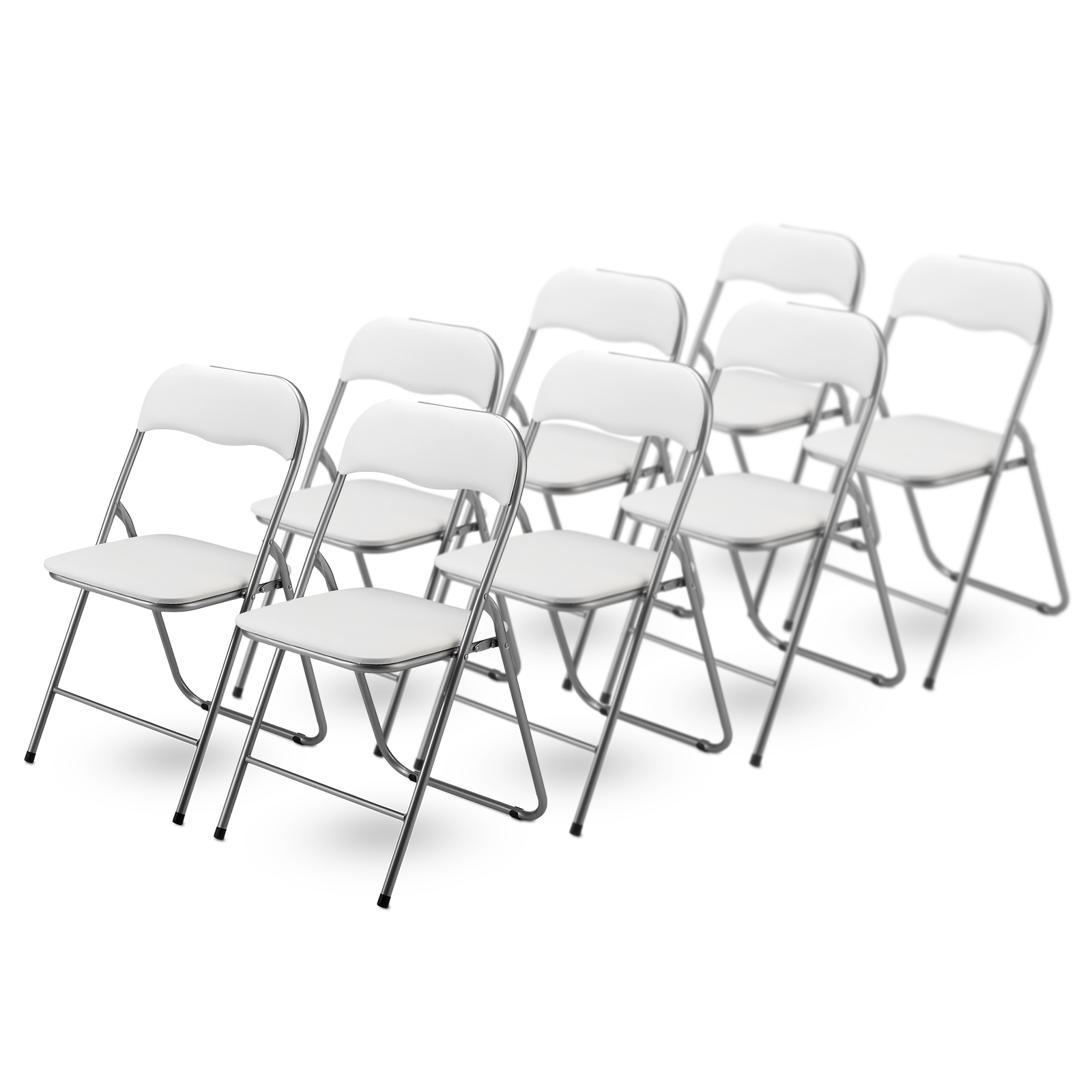 8-delige klapstoelenset - wit - 100kg draagkracht - 43 x 38 x 87 cm