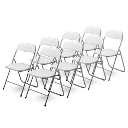 8-delige klapstoelenset - wit - 100kg draagkracht - 43 x 38 x 87 cm