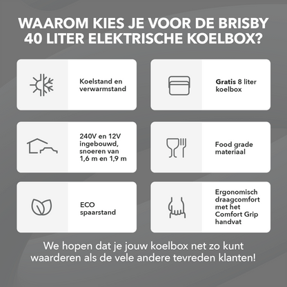 Elektrische koelbox 40L grijs SET - Incl. 8L passieve koelbox - incl. divider en koelelementen - AC/DC 12V, 220/230V