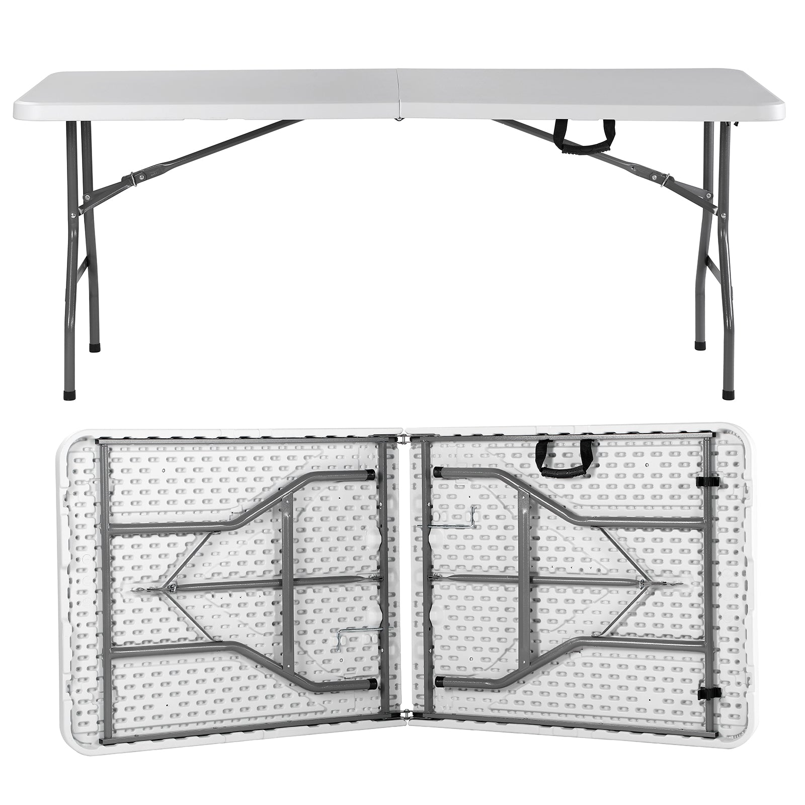 Witte Inklapbare Campingtafel 180x75 cm inclusief Tijger rok