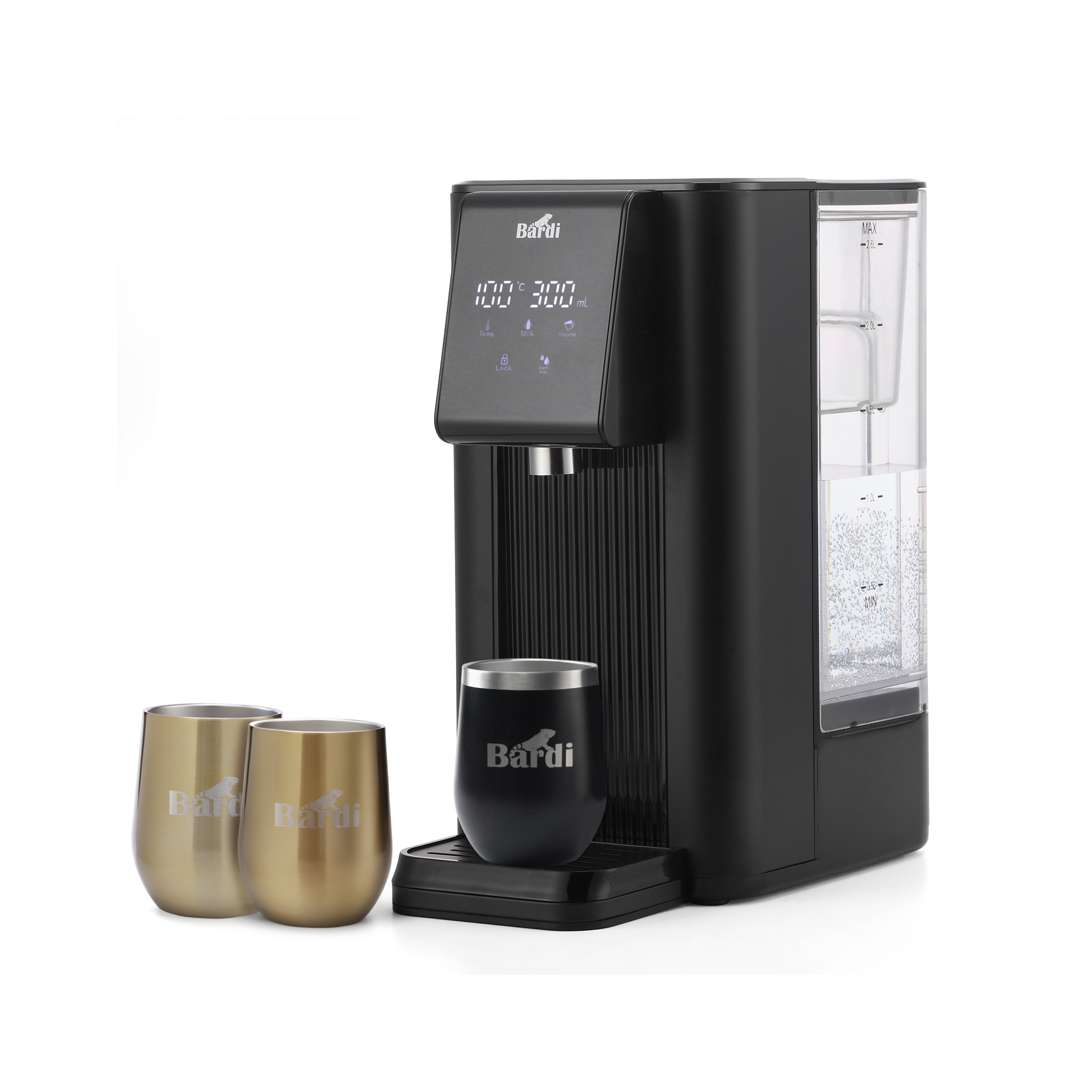 Bardi Heetwaterdispenser 2,6L set - incl. 3 thermoscups + onderzetter - instant-heating - 6 temperatuurstanden