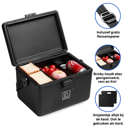 Cool box 12L with carrying strap black - dividers - cutting boards - up to 40 hours insulation - incl. 2 cooling elements of 200ml